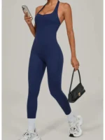 Women Yoga Jumpsuit Halter Neck One Piece Overalls Tight Fitting Gym Activewear