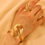 Personality Gold Color Double Layer S Hollowed-out Bangles