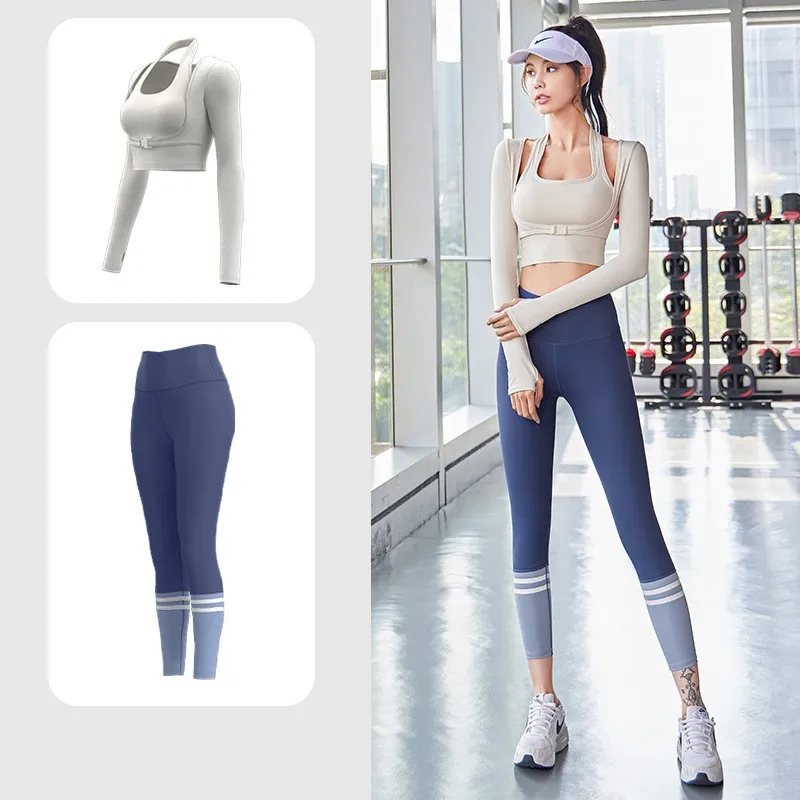 kf-Sa7ea0d414574413b864ef0f70151af46s 2 Piece Set Women Workout Gym Yoga Set Fitness Sportswear Crop Top - Image 1
