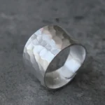 Original Silver 925 White Fashion Wide Hammer Pattern Ring for Men - Image 3