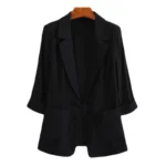 Single Button Cardigan Suits Women Blazers Turn Down Collar Outerwear Long Sleeve - Image 5