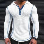 Men Hoodies Sweatshirts Button V Neck Full Sleeve