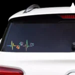 Heartbeat Dog Paw Personalized Waterproof Sticker Car Window Motorcycle