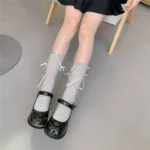 1 pair Girls Summer Ballet Style Bowknot Mid-tube Calf Socks - Image 6