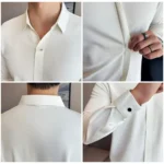 Men's V-neck High Elastic Non-marking POLO Shirt High Quality Long Sleeved - Image 6