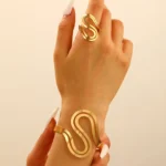 Personality Gold Color Double Layer S Hollowed-out Bangles - Image 2