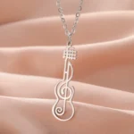 Music Symbol Pendant Stainless Steel Necklace for Men - Image 3