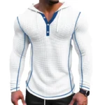 Men Hoodies Sweatshirts Button V Neck Full Sleeve - Image 3