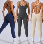 Cross Back Jumpsuit for Women Workout One-piece Bodysuit Fitness