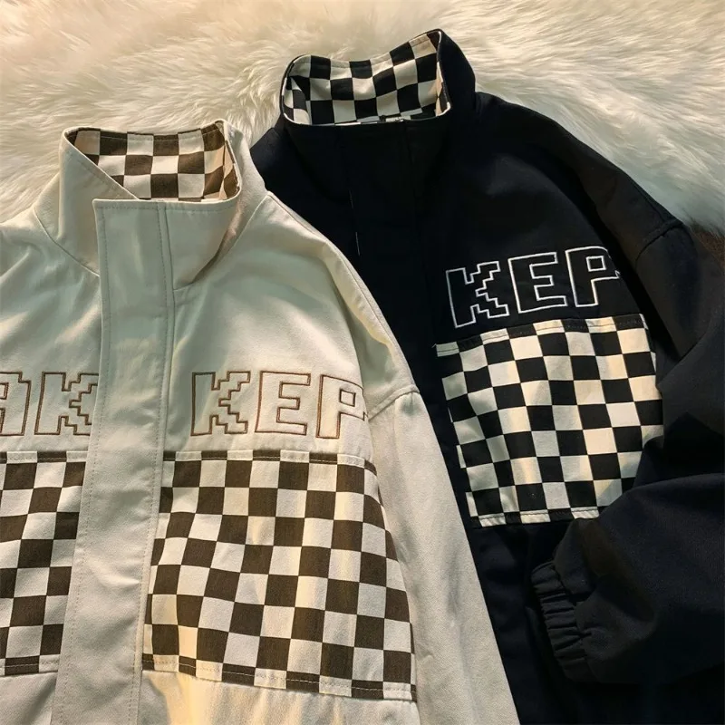 kf-Sf51c99ee41fe4d929e99f74694b667e79 2025 Retro Style Checkered Patchwork Male Jacket - Image 1