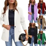 Women Blazer Jackets Outerwear Solid Color Long Sleeve