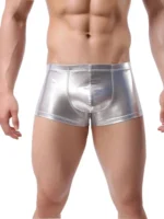 M-XXL Faux PU Leather Convex Pouch Mens Boxer Briefs Shorts - Image 2