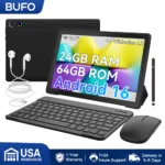 BUFO KB10L 10.1 Inch A333 Octa Core Tablet 24GB(3+21G) RAM 64GB ROM Android 16 1280*800 LCD