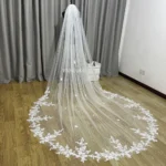 3m Cathedral Wedding Bridal Veil Soft Lace Ivory White Veil with Comb Veu - Image 2