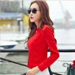 Long Sleeve Shirt Women Autumn Clothing Fashion Slim Chiffon Blouse V Neck Korean - Image 3