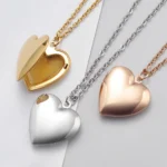 2Pcs/Lot Mirror Polish Stainless Steel Love Heart Photo Frame 28.5*28.5mm
