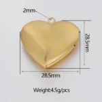 2Pcs/Lot Mirror Polish Stainless Steel Love Heart Photo Frame 28.5*28.5mm - Image 2