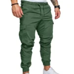 Dropshipping!New Fashion Men Jogger Pants Casual Solid Color Pockets Waist - Image 3