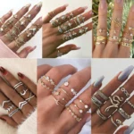 22Styles Vintage Rings Set For Women Boho Moon Star Knuckle Finger Ring