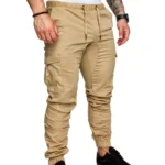 Dropshipping!New Fashion Men Jogger Pants Casual Solid Color Pockets Waist