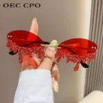 Diamond Rimless Sunglasses Women Luxury Brand Rhinestone Sun Glasses  Sol - Image 5