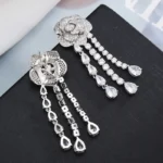 Valuable Flower Diamond Cz Dangle Earring 925 Sterling silver Party Wedding - Image 3