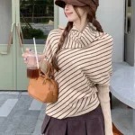 Y2k Korean Fashion Slim Batwing Sleeve Autumn Sweaters 2000s Pure Color Subculture - Image 4