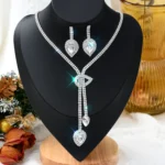 1 Set Of Fashionable Copper Inlaid Claw Chain Necklace, Earrings, Jewelry Set - Image 4