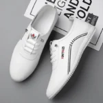 2024 casual men leather shoes Versatile Business White footwear Fashion anti slip - Image 3