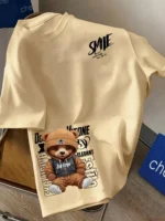 European and American men's summer personalized letter bear print comfortable - Image 5