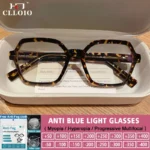 CLLOIO Ladies Trend Street Style Glasses Polygonal Gradual Change Frames Blue Light Filter Reading Glasses Customizable Myopia