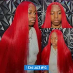 30 36 40 Inch 13x4 13x6 Straight Lace Frontal Wigs Hot Red Front Human - Image 3