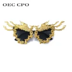 Metal Patch Decoration Sunglasses Women Oversized Party Outdoors Shades - Image 2
