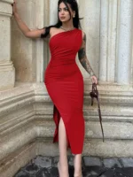Women Maxi Dresses Sexy Split Black Sleeveless Backless Slim Dress Summer Female Fashion - Image 2