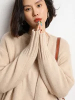 Women's Cashmere Sweater Long Cardigan Loose Thick Versatile Autumn Winter Solid 100% Cashmere Knitwear Korean Style Outerwear - Image 4