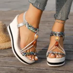 Women Metal Buckle Slippers Flats Platform Flip Flops Shoes Female Summer Beach