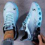 Women Gradient Mesh Running Sneakers, Breathable Hollow Shock Absorbing Blade Sole Athletic - Image 4