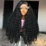 Burmese Curly Human Hair Wigs 13×4 Transparent Lace Frontal Wig 200 Density Natural