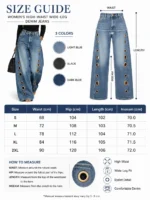 Women High Waist Wide Leg Jeans, Side Cutout Eyelet Rivet Denim Pants Loose Fit Hollow - Image 8