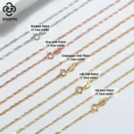 Rinntin 14K Gold 925 Sterling Silver 1.5mm Twisted Singapore Rope Chain Diamond-cut Thin - Image 2