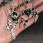 5 New Cross Tomb Heart Necklace - Personalized Vintage Minimalist