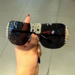 Luxury y2k Rimless Women's Sunglasses with Rhinestone Letters Brand Designe