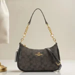 Fashion Women Geometric Print PVC Bag Chain Decor Underarm Bag Multifunctional