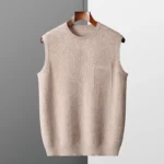 2025 Autumn/Winter New 100% Merino Wool O-neck Sleeveless Cashmere Vest Men