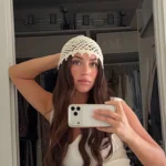 New Pearl Beanie Hat for Women Summer Fashion Hollow Handmade Crochet Beanie - Image 4