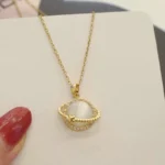 Zircon Moonstone Planet Necklaces for Women Girls Gold Color Fashion