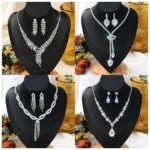 1 Set Of Fashionable Copper Inlaid Claw Chain Necklace, Earrings, Jewelry Set - Image 3