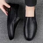 CLOHOO Men's Business Casual Shoes Handmade Layered Cowhide Rubber - Image 4