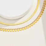 Anklet Set Layered for Women 18K Gold Plated Stainless Steel Flat Snake - Image 5