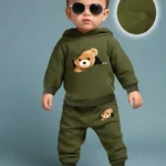 Newborn Baby Boy Fun Cartoon Bear Print Long Sleeve Fleece Sweatshirt